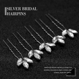 Asooll Crystal Bride Wedding Hair Pins Silver Leaf Bridal Hair Pieces Rhinestone Hair Accessories for Women Asooll Crystal Bride Wedding Hair Pins Silver Leaf Bridal Hair Pieces Rhinestone Hair Accessories for Women