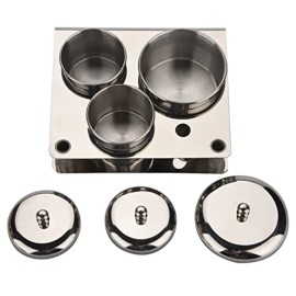 Nail Liquid Container, Mini Stainless Steel Dish Pot Liquid Powder Cup Lid Bowl Nail Art Tools Acrylic Nail Art Equipment Mini Bowl Cup Tray Pot Container Organizer Holder with Lid, 3pcs