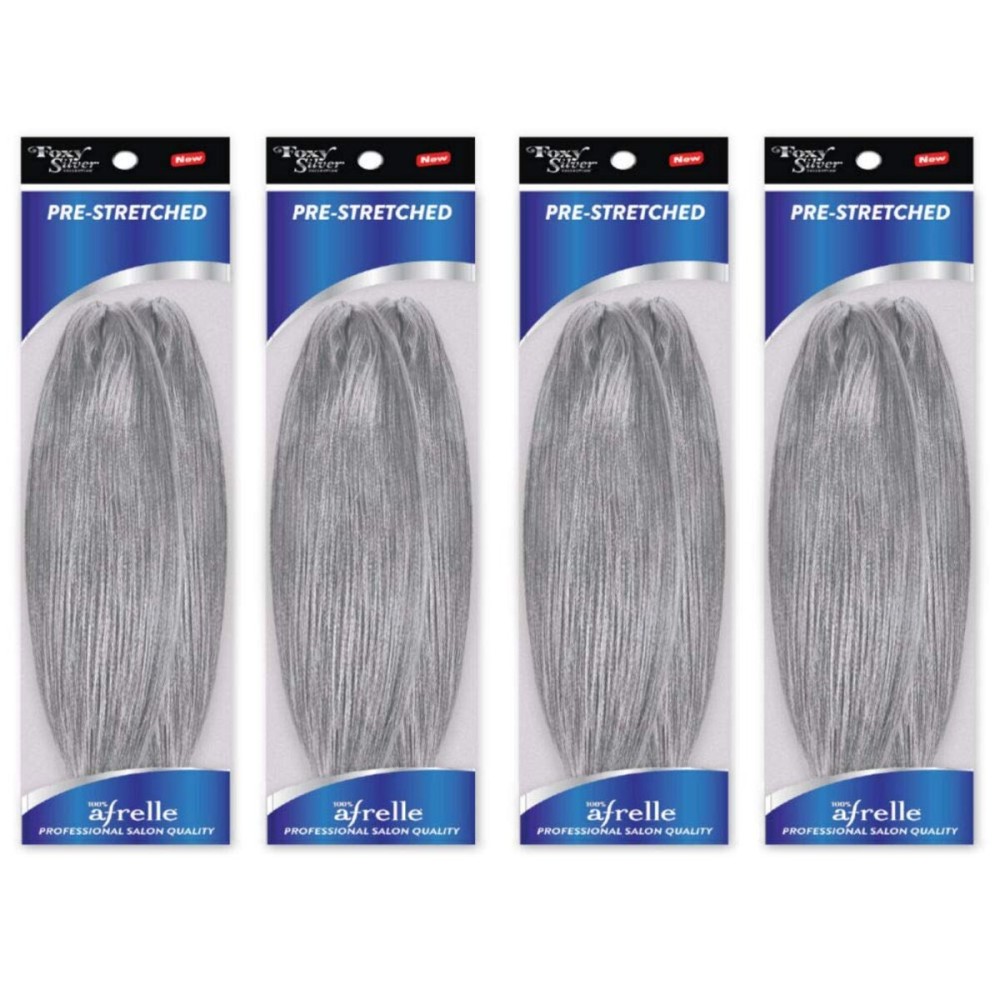 Foxy Silver (Foxy Braid - Easy Braid 18-4 Packs) - Synthetic Pre-Stretched Braiding Hair in 44 Foxy Silver (Foxy Braid - Easy Braid 18-4 Packs) - Synthetic Pre-Stretched Braiding Hair in 44