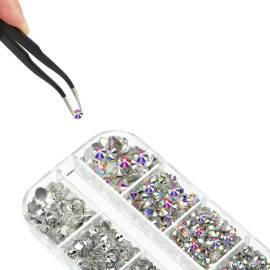 4488 Pieces Nail Art Rhinestones Crystal Flatback Rhinestones with Picker Pick Up Tweezers for Nails Art Clothes Shoes Bags Decoration(Colorful, AB Color and Clear) 4488 Pieces Nail Art Rhinestones Crystal Flatback Rhinestones with Picker Pick Up Tweezers for Nails Art Clothes Shoes Bags Decoration(Colorful, AB Color and Clear)
