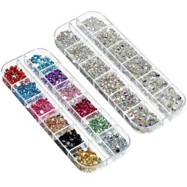 4488 Pieces Nail Art Rhinestones Crystal Flatback Rhinestones with Picker Pick Up Tweezers for Nails Art Clothes Shoes Bags Decoration(Colorful, AB Color and Clear) 4488 Pieces Nail Art Rhinestones Crystal Flatback Rhinestones with Picker Pick Up Tweezers for Nails Art Clothes Shoes Bags Decoration(Colorful, AB Color and Clear)