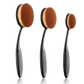 JOSALINAS Oval Makeup Brush Set Upgraded 3pcs Fast Flawless Application Toothbrush Foundation Concealer Blusher Liquid Cream Powder Cosmetic Blending Tools