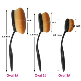 JOSALINAS Oval Makeup Brush Set Upgraded 3pcs Fast Flawless Application Toothbrush Foundation Concealer Blusher Liquid Cream Powder Cosmetic Blending Tools JOSALINAS Oval Makeup Brush Set Upgraded 3pcs Fast Flawless Application Toothbrush Foundation Concealer Blusher Liquid Cream Powder Cosmetic Blending Tools