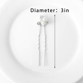 Asooll Pearl Wedding Hair Accessories Silver Rhinestone Hair Pins Crystal Bridal Hair Piece for Women(Pack of 5)