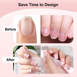 Yokilly 240 Pieces Natural French Fake Nails,Acrylic False Nails Kit Including 12 Different Size Short Press on False Nails,Pink White Nails Tips Sets with Nail Stickers,Files and Stick (240 Pcs)