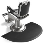 Salon Chair Anti-Fatigue Floor Mat for Barber Shop - 3\'x5\' Black Semi Circle for Hair Stylist - 1/2 Thick Standing Mat