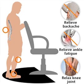 Salon Chair Anti-Fatigue Floor Mat for Barber Shop - 3\'x5\' Black Semi Circle for Hair Stylist - 1/2 Thick Standing Mat