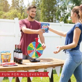 5 in 1 Tabletop Prize Wheel Spinner - 12 Carnival Games Smooth Spinning Wheel for Prizes, Raffle - Portable Dry Erase Spin the Wheel Game with Stand, Marker Pen & Eraser - Color & White Wheel Faces