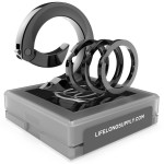 LIFELONGRING 300 Series (1) Carabiner Keychain Ring & (3) Matching Flat-Style Key Rings for Keychain Set, Universal Size Fashion Round Key Carabiner Clip, Circle Key Clip Holder (Graphite Black)