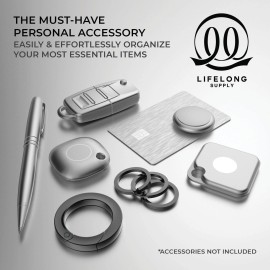 LIFELONGRING 300 Series (1) Carabiner Keychain Ring & (3) Matching Flat-Style Key Rings for Keychain Set, Universal Size Fashion Round Key Carabiner Clip, Circle Key Clip Holder (Graphite Black)