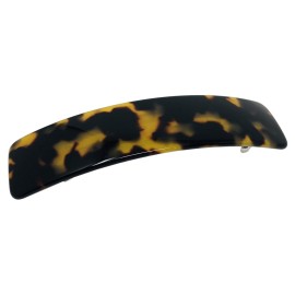 French Amie Long Rectangle Yellow Tokyo Celluloid Acetate Handmade Automatic Large Hair Clip Barrette (Yellow Tokyo)