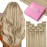 YoungSee Clip in Extensions Highlight Clip in Human Hair Extension with Lace Light Blonde Mixed Golden Blonde Hair Extension Clip ins Blonde Clip on Hair Extensions Human Hair 7Pcs 20In 120G