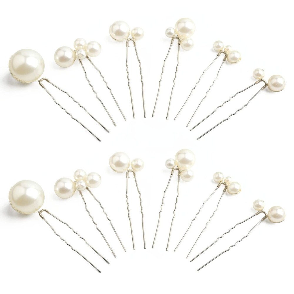 Sppry Wedding Pearl Hair Pins (12 PCS) - U Shaped Hair Accessories for Bridal Women (Silver) Sppry Wedding Pearl Hair Pins (12 PCS) - U Shaped Hair Accessories for Bridal Women (Silver)