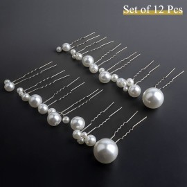 Sppry Wedding Pearl Hair Pins (12 PCS) - U Shaped Hair Accessories for Bridal Women (Silver) Sppry Wedding Pearl Hair Pins (12 PCS) - U Shaped Hair Accessories for Bridal Women (Silver)