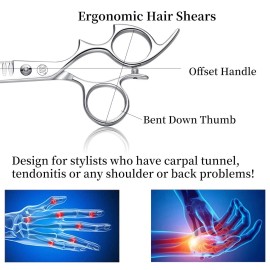 Moontay 6.0 Hair Cutting Shears with Large Finger Holes, Professional Barber Stylist Texturizing Shears, Salon Hair Cutting Scissors, 440C Japanese Stainless Steel, Silver Moontay 6.0 Hair Cutting Shears with Large Finger Holes, Professional Barber Stylist Texturizing Shears, Salon Hair Cutting Scissors, 440C Japanese Stainless Steel, Silver