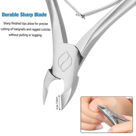 FERYES Cuticle Clippers 1/2 Jaw - Professional Cuticle Cutter Nail Cuticle Remover Tool, Nail Skin Clipper Hangnail Trimmer - SILVER