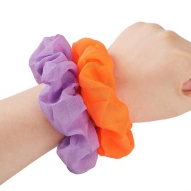 24 Pcs Neon Scrunchies for Hair 80s Neon Hair Accessories for Women Scrunchy Tie Elastic Hairbands Solid Color Ponytail Scrunchy