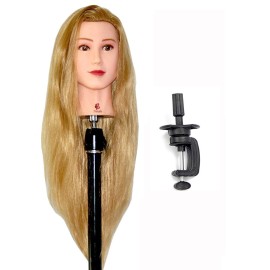 Bellrino 30 (Long and thick) Cosmetology Mannequin Manikin Training Head with Synthetic Fiber with Table Clamp Holder (NATALIE+SET-NEW)
