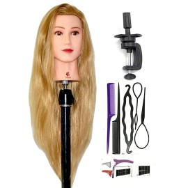 Bellrino 30 (Long and thick) Cosmetology Mannequin Manikin Training Head with Synthetic Fiber with Table Clamp Holder (NATALIE+SET-NEW)