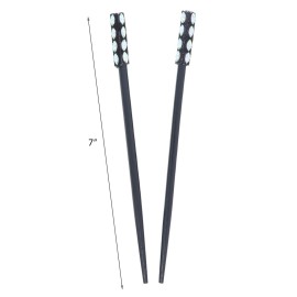 Set of Two 7 inch Long Wooden Hair Sticks With Gem Tops for Women -Black Set of Two 7 inch Long Wooden Hair Sticks With Gem Tops for Women -Black