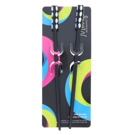 Set of Two 7 inch Long Wooden Hair Sticks With Gem Tops for Women -Black Set of Two 7 inch Long Wooden Hair Sticks With Gem Tops for Women -Black