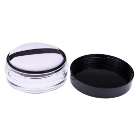 AKOAK Capacity 10 ml(0.33 oz) No Leaks Empty Reusable Plastic Loose Powder Compact Container DIY Makeup Powder Case with Sponge Powder Puff,Elasticated Net Sifter and Threaded Screw Lid