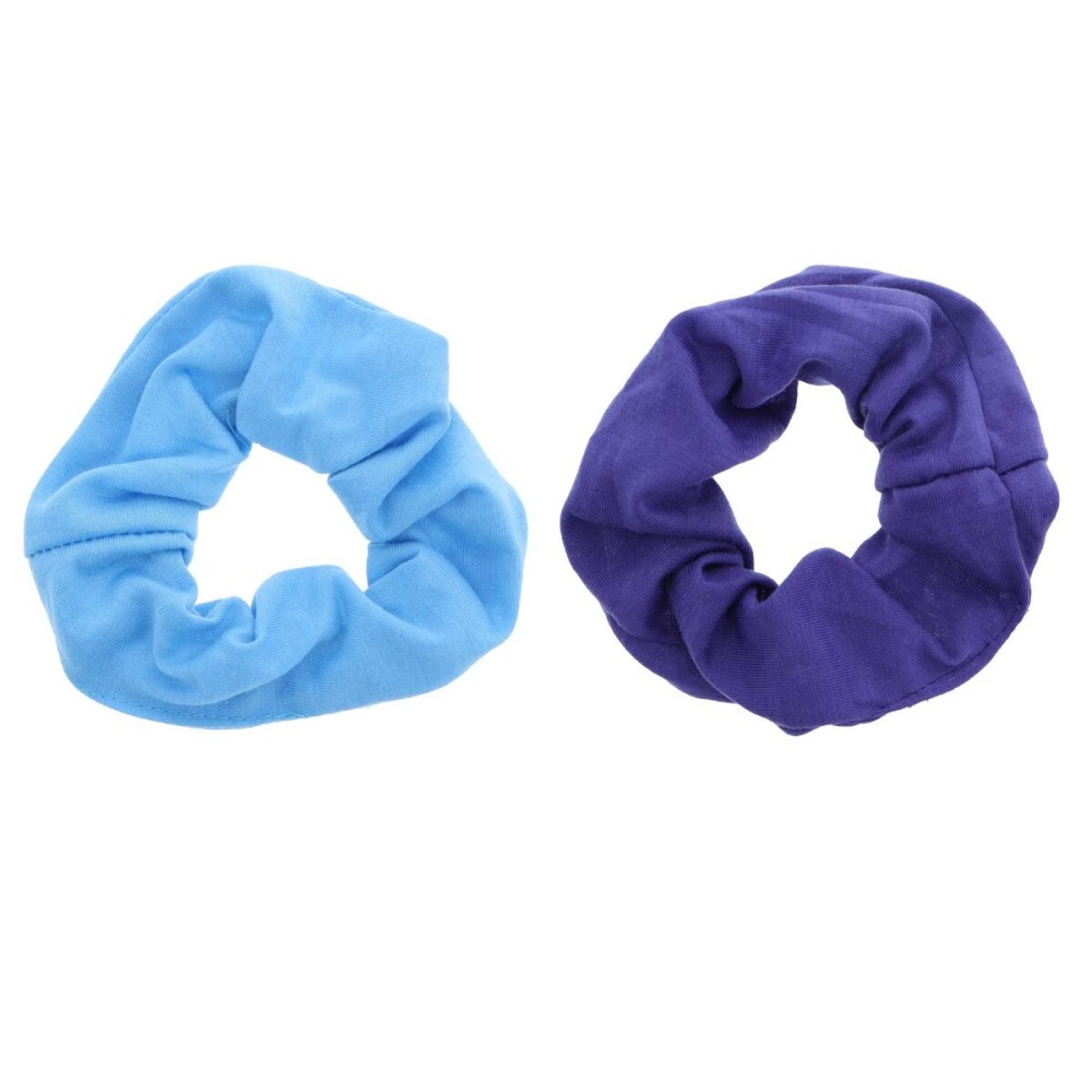 Wide Cotton Scrunchies - Set of 2-Purple Light Blue