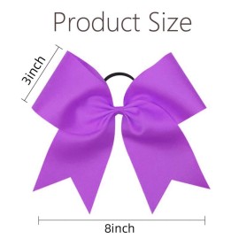 16PCS 8 Large Cheer Hair Bows Ponytail Holder Elastic Band Handmade for Cheerleading Teen Girls College Sports (Purple, 1 Count (Pack of 16))