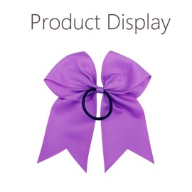 16PCS 8 Large Cheer Hair Bows Ponytail Holder Elastic Band Handmade for Cheerleading Teen Girls College Sports (Purple, 1 Count (Pack of 16))