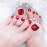 Sethexy 24PCS Wine Red Glossy Press On Toe Nails Solid Color Acrylic Fake Toe Nails Bright Fashion Short Square Full Cover Gel False ToeNail for Women and Girls(Wine)