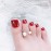 Sethexy 24PCS Wine Red Glossy Press On Toe Nails Solid Color Acrylic Fake Toe Nails Bright Fashion Short Square Full Cover Gel False ToeNail for Women and Girls(Wine)