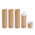 Furnido Natural Bamboo Lip Balm Tubes,5.5g Empty Refillable DIY Lipstick Tube Holder Deodorant Case For Cosmetic Lipstick Lip Gloss Containers with White PP Plastic Inner,BPA Free-Pack of 4