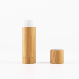 Furnido Natural Bamboo Lip Balm Tubes,5.5g Empty Refillable DIY Lipstick Tube Holder Deodorant Case For Cosmetic Lipstick Lip Gloss Containers with White PP Plastic Inner,BPA Free-Pack of 4