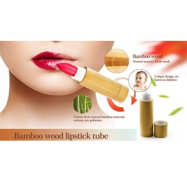 Furnido Natural Bamboo Lip Balm Tubes,5.5g Empty Refillable DIY Lipstick Tube Holder Deodorant Case For Cosmetic Lipstick Lip Gloss Containers with White PP Plastic Inner,BPA Free-Pack of 4