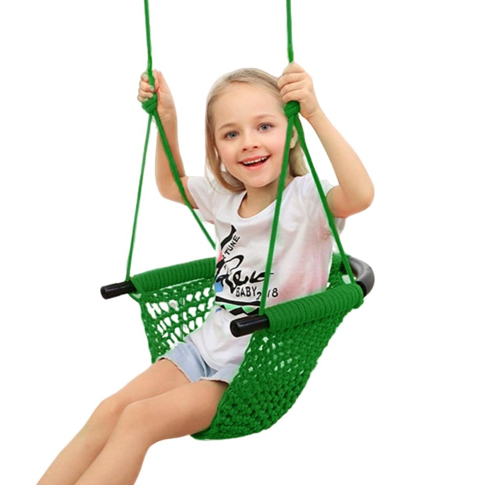 JKsmart Swing Seat for Kids Heavy Duty Rope Play Secure Children Swing Set,Perfect for Indoor,Outdoor,Playground,Home,Tree,with Snap Hooks and Swing Straps,440 lbs Capacity,Green