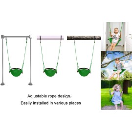 JKsmart Swing Seat for Kids Heavy Duty Rope Play Secure Children Swing Set,Perfect for Indoor,Outdoor,Playground,Home,Tree,with Snap Hooks and Swing Straps,440 lbs Capacity,Green