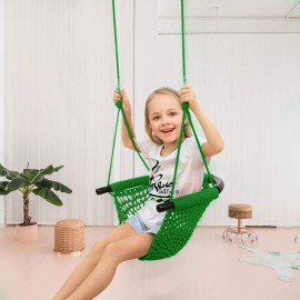 JKsmart Swing Seat for Kids Heavy Duty Rope Play Secure Children Swing Set,Perfect for Indoor,Outdoor,Playground,Home,Tree,with Snap Hooks and Swing Straps,440 lbs Capacity,Green