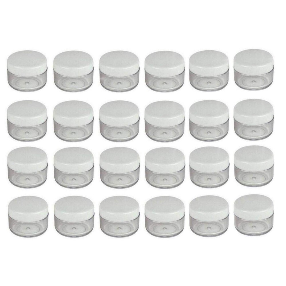 XINGZI 24PCS 15ml 0.5oz Refillable Clear Empty Plastic Cosmetic Containers Jars with White Plastic Screw Cap Lid for Lotions Creams Nail Powder Eye Shadow Plastic Storage Containers for Domestic Use