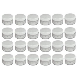 XINGZI 24PCS 15ml 0.5oz Refillable Clear Empty Plastic Cosmetic Containers Jars with White Plastic Screw Cap Lid for Lotions Creams Nail Powder Eye Shadow Plastic Storage Containers for Domestic Use