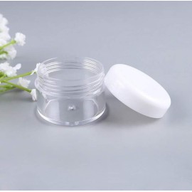 XINGZI 24PCS 15ml 0.5oz Refillable Clear Empty Plastic Cosmetic Containers Jars with White Plastic Screw Cap Lid for Lotions Creams Nail Powder Eye Shadow Plastic Storage Containers for Domestic Use