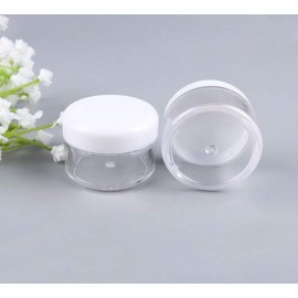 XINGZI 24PCS 15ml 0.5oz Refillable Clear Empty Plastic Cosmetic Containers Jars with White Plastic Screw Cap Lid for Lotions Creams Nail Powder Eye Shadow Plastic Storage Containers for Domestic Use