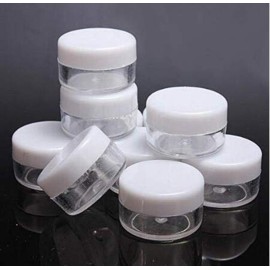 XINGZI 24PCS 15ml 0.5oz Refillable Clear Empty Plastic Cosmetic Containers Jars with White Plastic Screw Cap Lid for Lotions Creams Nail Powder Eye Shadow Plastic Storage Containers for Domestic Use
