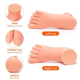 krofaue Practice Fake Foot Model 1 Pair Flexible Soft Silicone Prosthetic Manicure Tool for Nail Tips Art Training