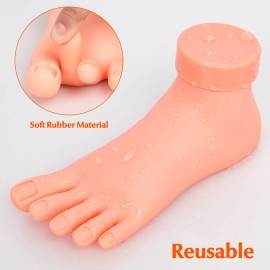 krofaue Practice Fake Foot Model 1 Pair Flexible Soft Silicone Prosthetic Manicure Tool for Nail Tips Art Training