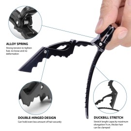 Deke Home - 4.3-Inch Alligator Hair Clips with Teeth - Professional Salon Hair Sectioning Clips for Styling, Cutting & Coloring - Non-Slip Grip, Durable Plastic, Black, Pack of 12