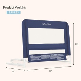 Dream On Me Lightweight Mesh Security Adjustable Bed Rail for Toddler, Breathable Mesh Fabric, Suitable for All Types of Beds, Reinforced Anchor System Bed Guard Rail, Navy