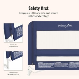 Dream On Me Lightweight Mesh Security Adjustable Bed Rail for Toddler, Breathable Mesh Fabric, Suitable for All Types of Beds, Reinforced Anchor System Bed Guard Rail, Navy