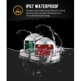 Partsam 2Pcs Marine Boat LED Bow Navigation Lights, Red Green Deck Port Side Starboard Sailing Signal for Pontoon Yacht Sailboat Speedboat Fishing Boats, IP67 Waterproof, DC 12V