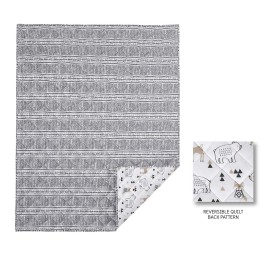 Levtex Baby Bailey Bear, Animals, Woodland, Charcoal, Beige, White -5PC Toddler Set - Neutral Kids Bedding - Reversible Quilt, Fitted Sheet, Flat Sheet, Standard Pillow Case, Decorative Pillow