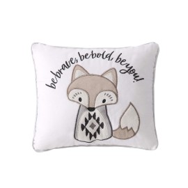 Levtex Baby Bailey Bear, Animals, Woodland, Charcoal, Beige, White -5PC Toddler Set - Neutral Kids Bedding - Reversible Quilt, Fitted Sheet, Flat Sheet, Standard Pillow Case, Decorative Pillow